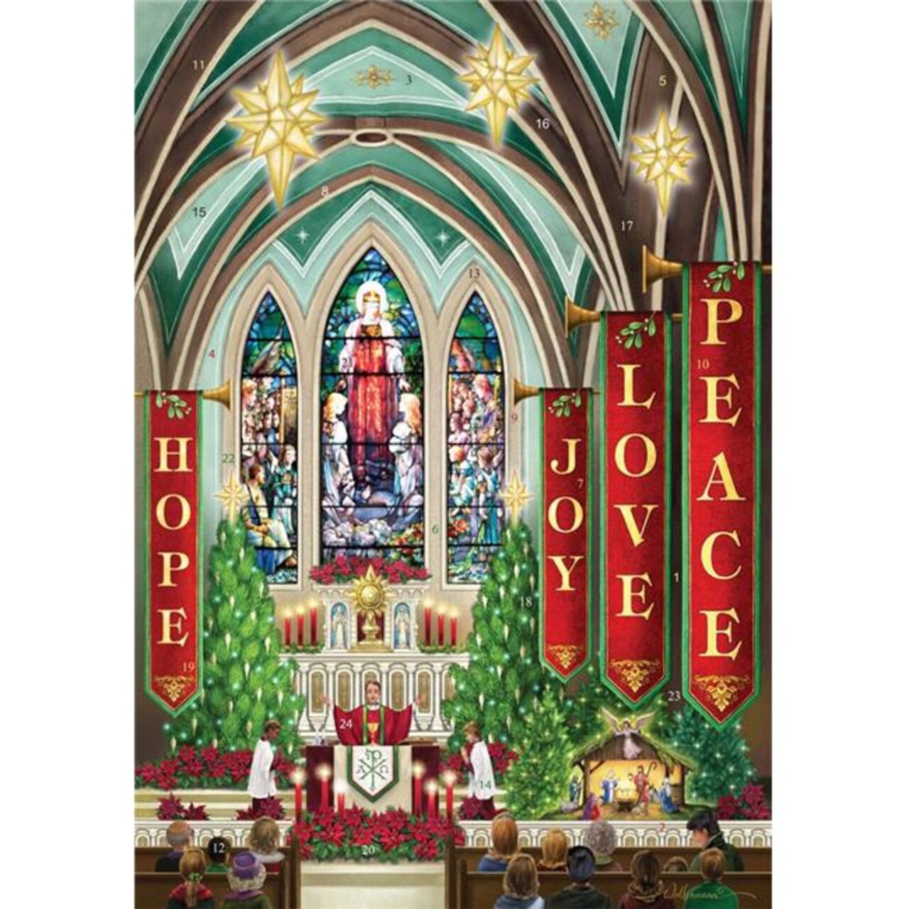Vermont Christmas 156585 Christmas Cathedral Medium Advent Calendar - 8.25 x 11.75 in.